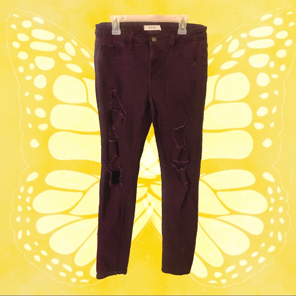 maroon jeans